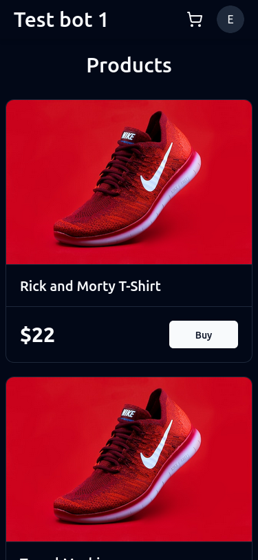 Telegram shop mini-app products list